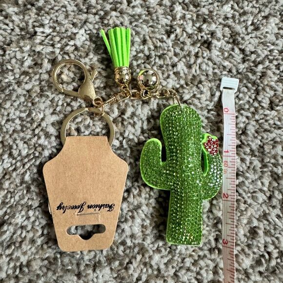 Fashion Jewelry Accessories - Rhinestone cactus keychain